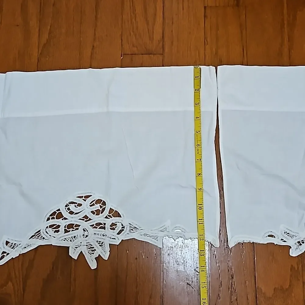 White Battenburg Lace Waterfall Curtains 100% Cotton | Cottagecore Drapes